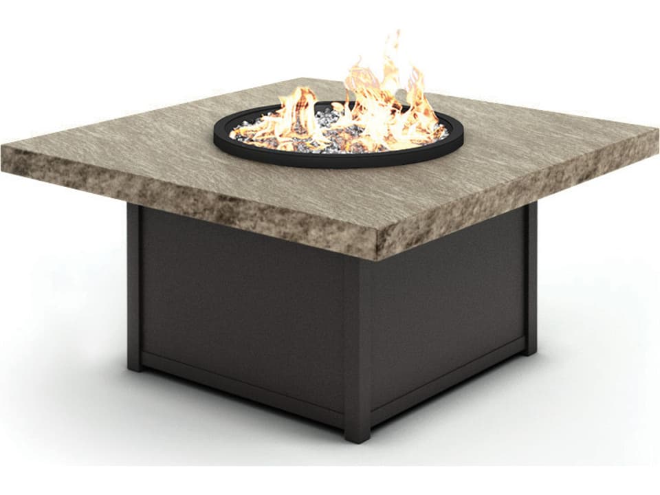 Slate Aluminum Square Outdoor Fire Pit Table