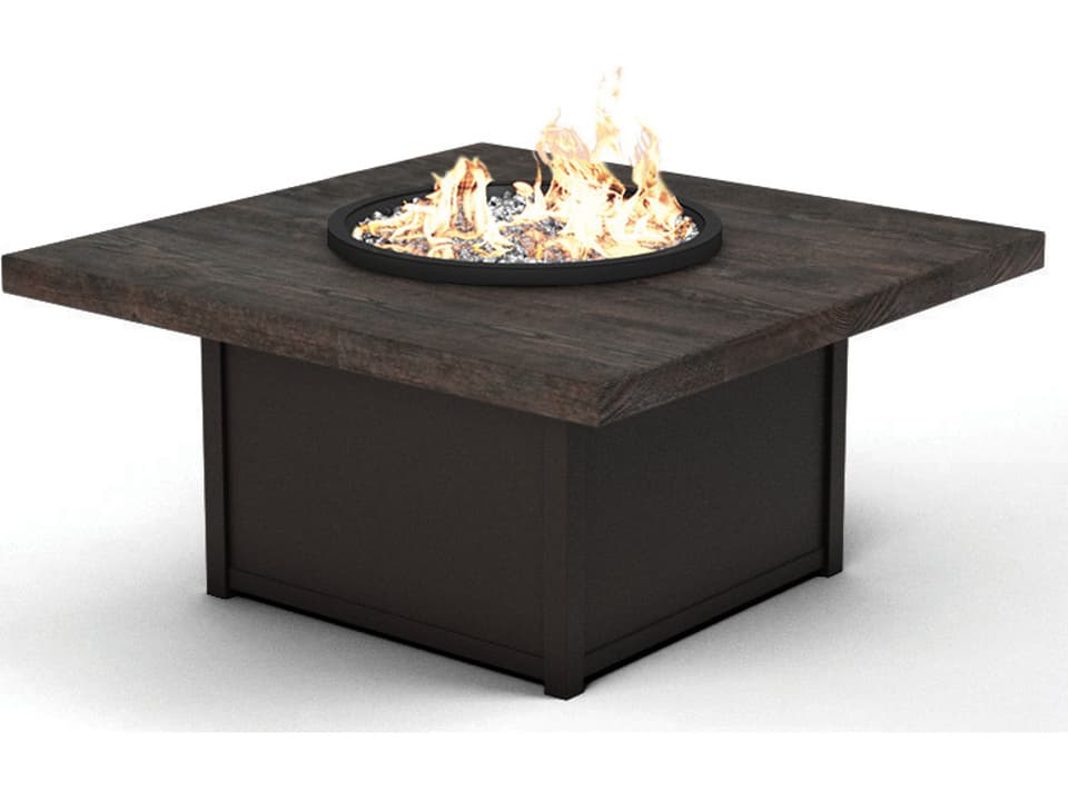 Timber Faux Wood Aluminum Square Outdoor Patio Fire Pit Table