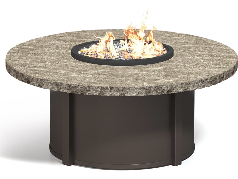 Slate Aluminum Round Outdoor Patio Fire Pit Table
