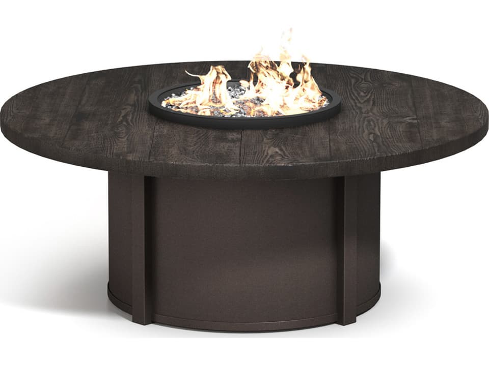 Timber Faux Wood Aluminum Round Outdoor Patio Fire Pit Table