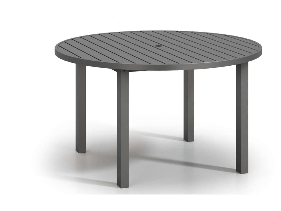Latitude 54-Inch Round Aluminum Cafe Post Table with Umbrella Hole