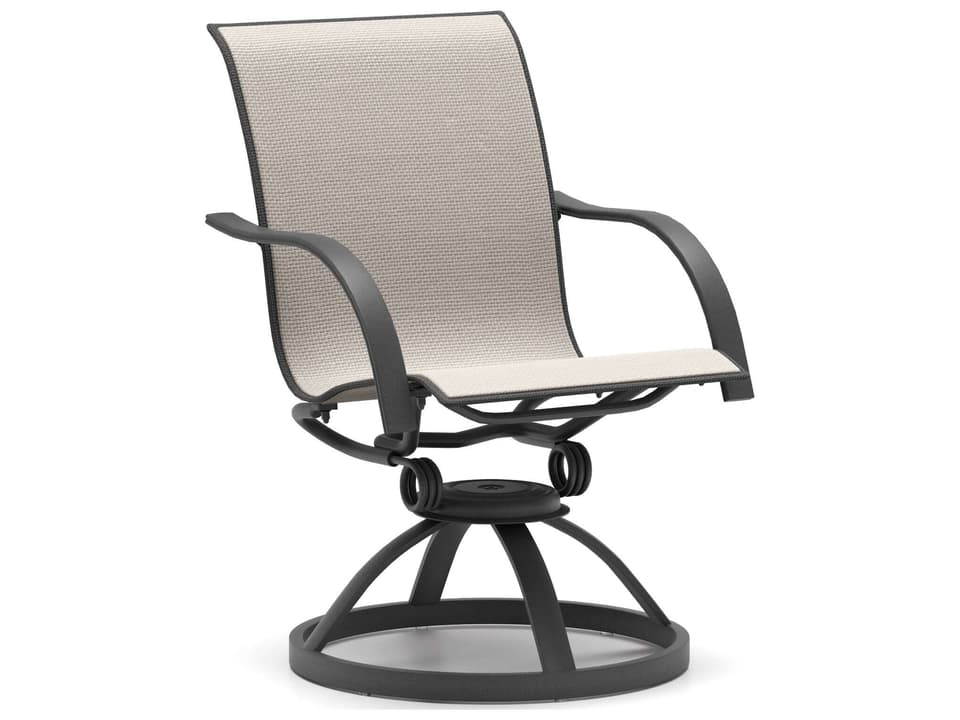 Stella Sling Aluminum Low Back Swivel Rocker Dining Chair