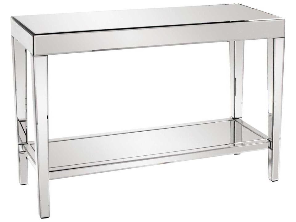 Orion Mirrored Console Table with Bottom Shelf