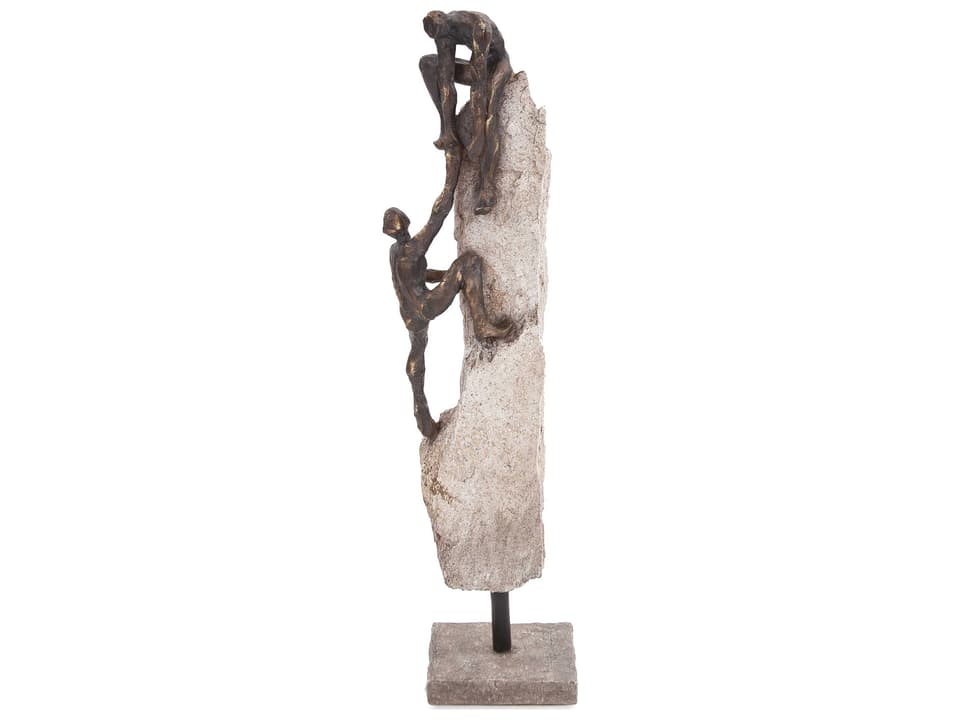 Teamwork Figure Statue Sculpture in Bronze with Gold Leaf Accents