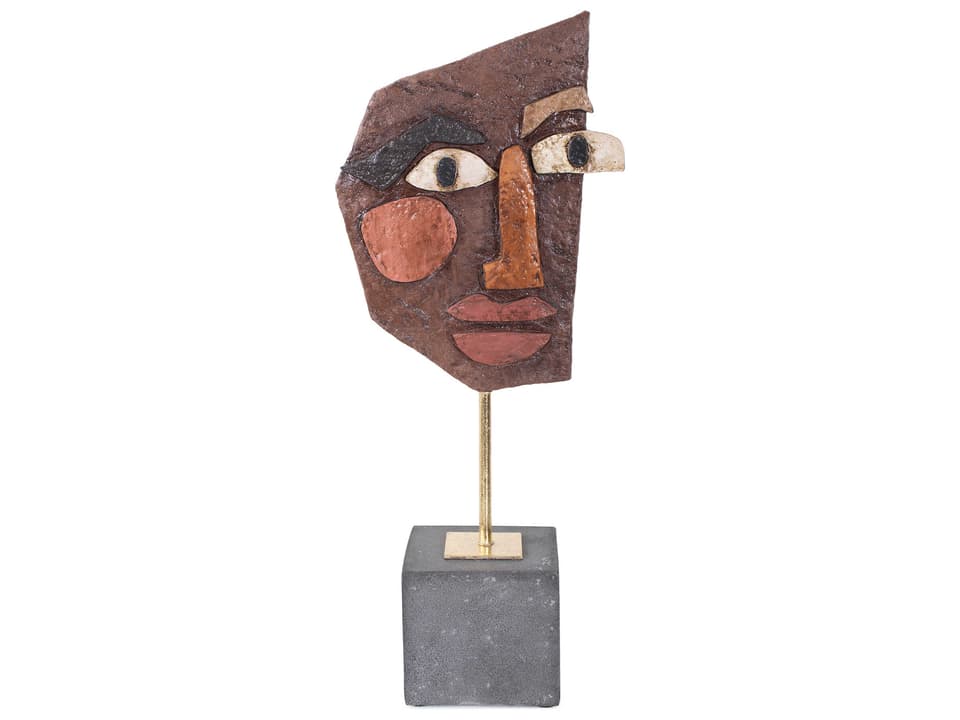 Oliver Abstract Polyresin Sculpture in Brown Gray Gold