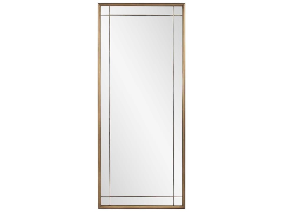 Chiverny French Panel Wall Mirror in Antique Brass