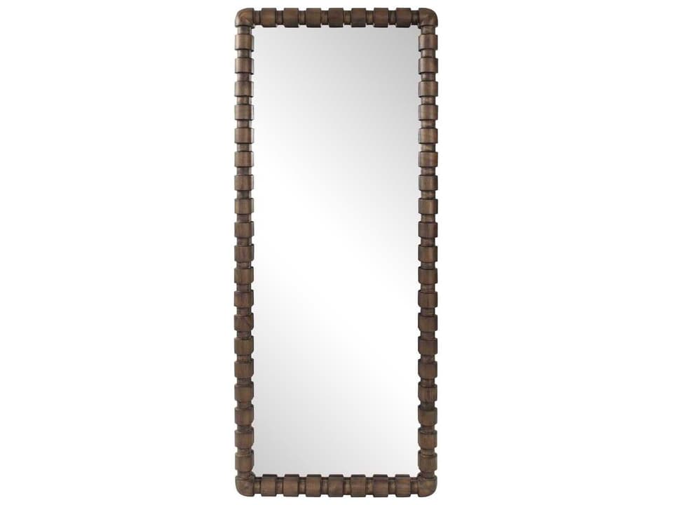 Wooden Bobbin Stained Brown Rectangular Dressing Mirror