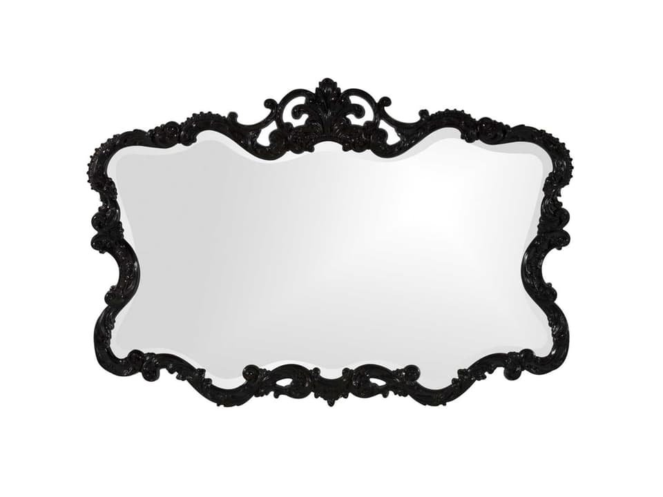Talida Ornate Wall Mirror in Glossy Black Lacquer