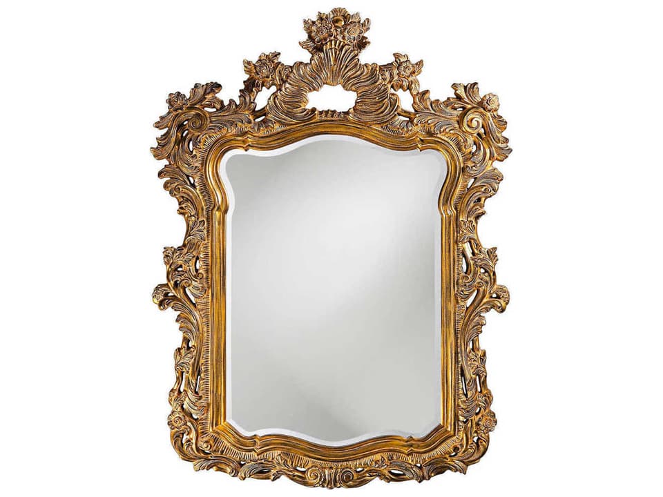 Turner Wall Mirror Ornate Frame Beveled Glass in Antique Gold