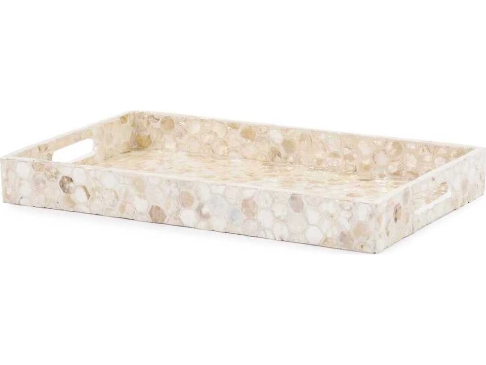 Cream Gray Capiz Shell Serving Tray