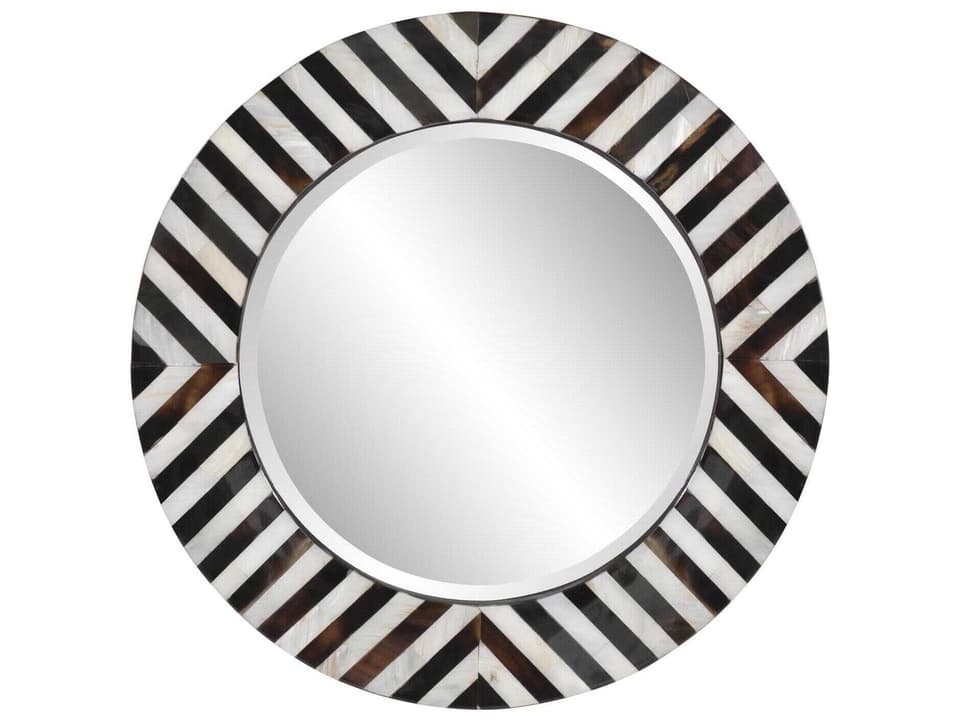 Julianna 24-Inch Round Wall Mirror in Black Pearl