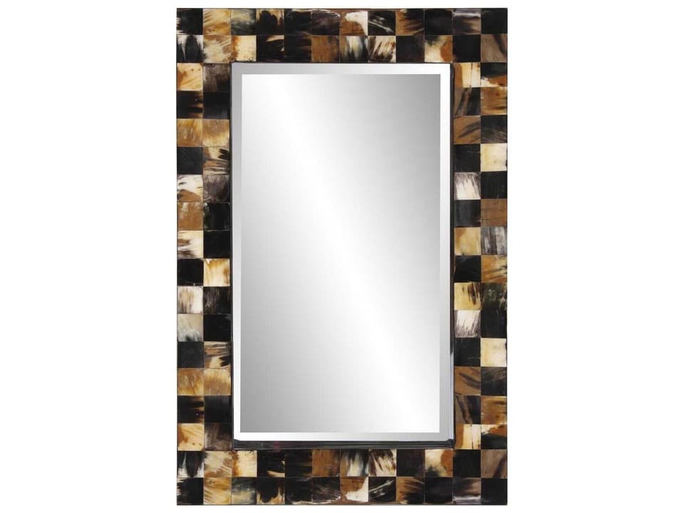 Elias Rectangular Wall Mirror with Inlaid Horn Frame