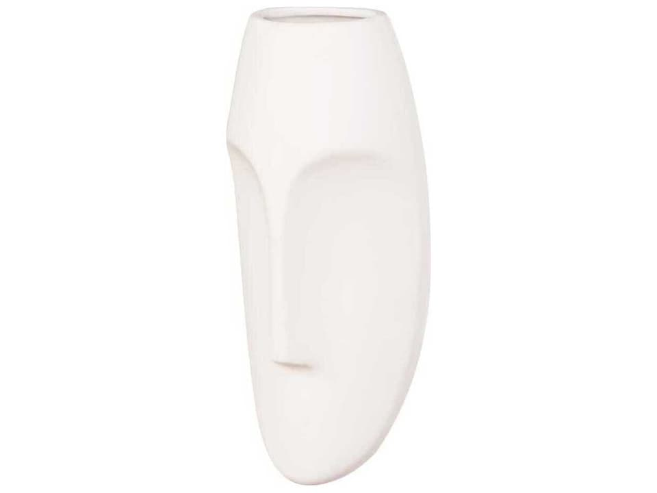 Matte White Face Wall Sculpture Contemporary Ceramic Art