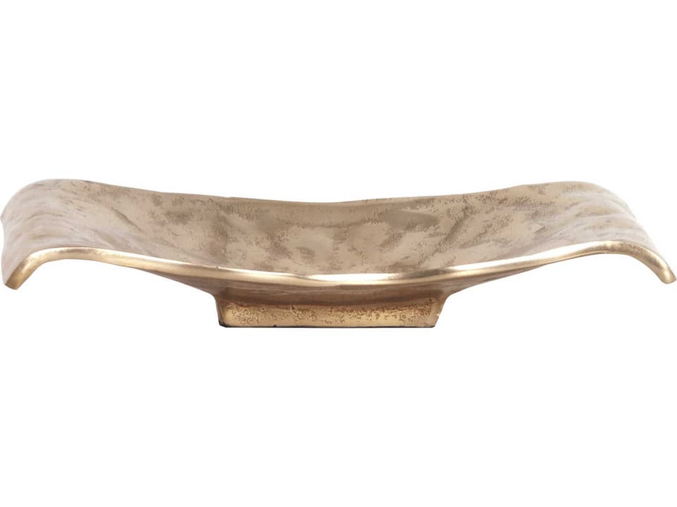 Gold Scrolled Metal Decorative Tray Wall Art Hammered Finish