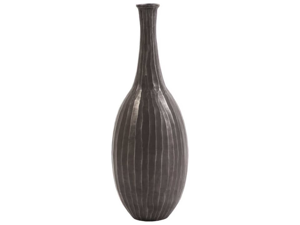 Chiseled Metal Decorative Bottle in Graphite Gray