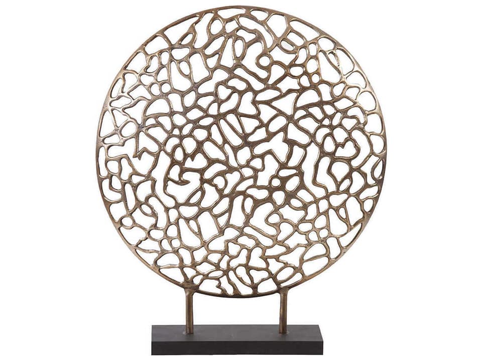 Bronze Branch Disk Sculpture in Bronze Finish