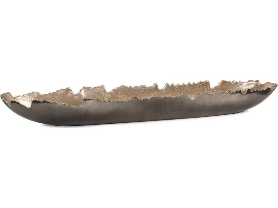 Baniff Jagged Edged Shallow Oval Decorative Bowl in Bronze and Gold