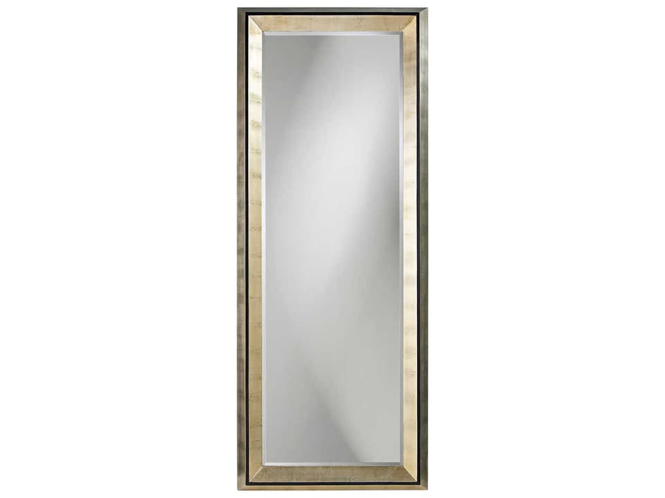 Detroit Silver Leaf Rectangular Floor Mirror with Black Inset