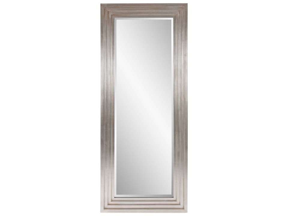 Delano Rectangle Wood Frame Wall Mirror in Silver Leaf