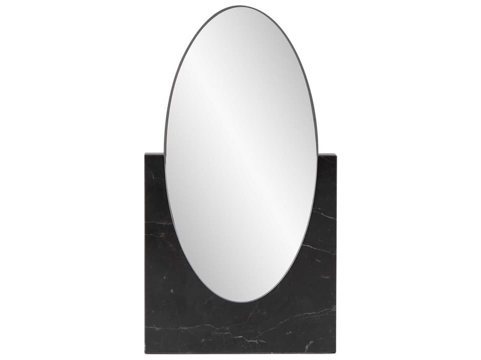 Orson Black Oval Table Top Mirror with Marble Base