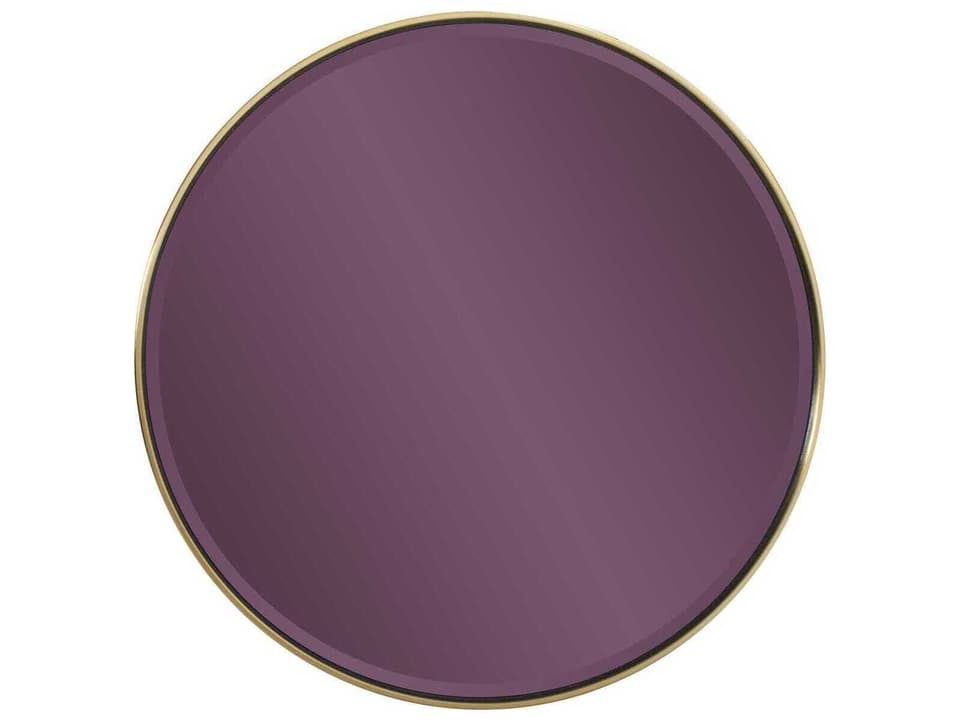 Broidy Round Wall Mirror in Aubergine Purple and Gold