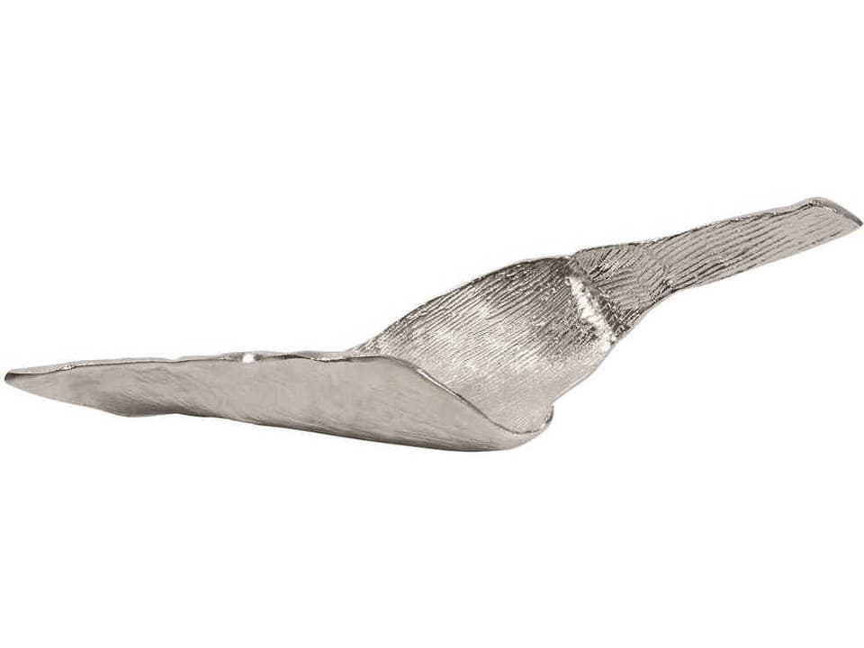 Elongated Abstract Leaf Serving Tray Metallic Nickel