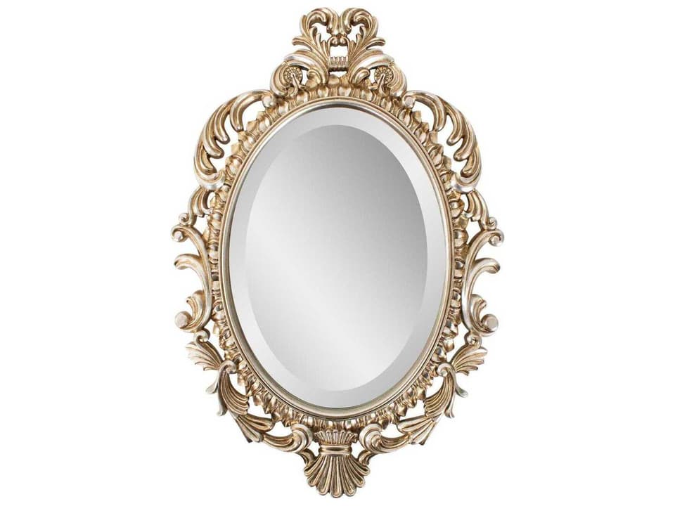 French D Amboise Antique Silver Oval Wall Mirror