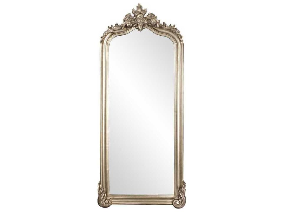 Tudor Arched Floor Wall Mirror Champagne Silver Leaf Finish