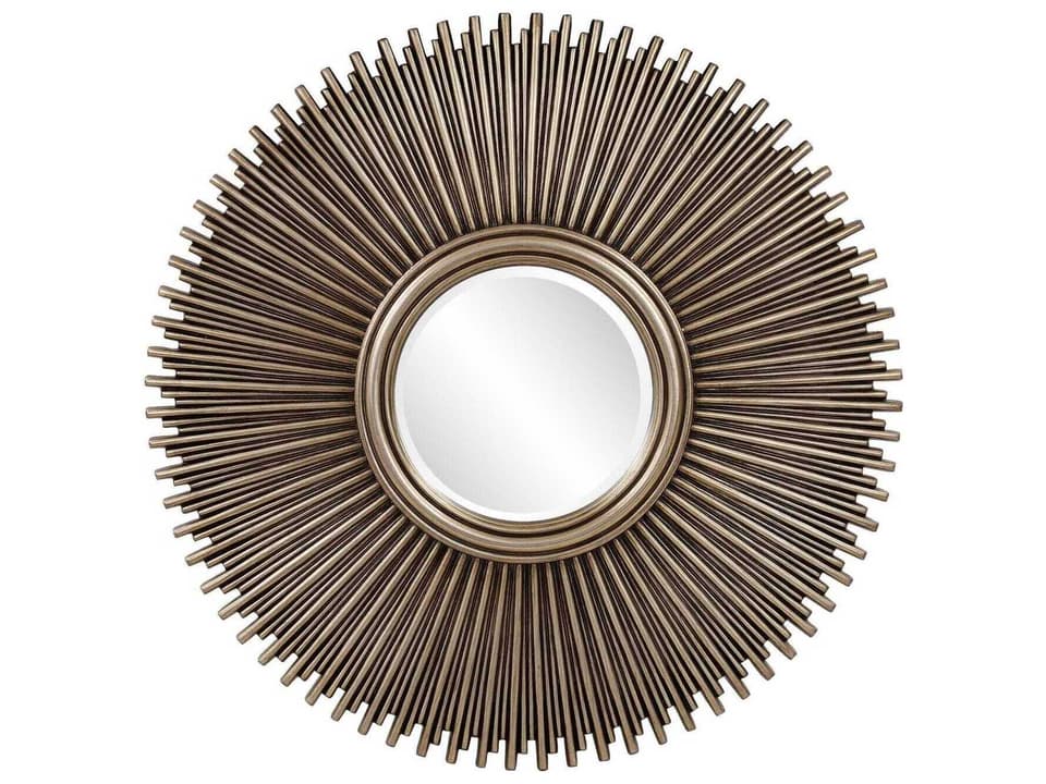 Singapore Sunburst Wall Mirror in Antique Silver Leaf