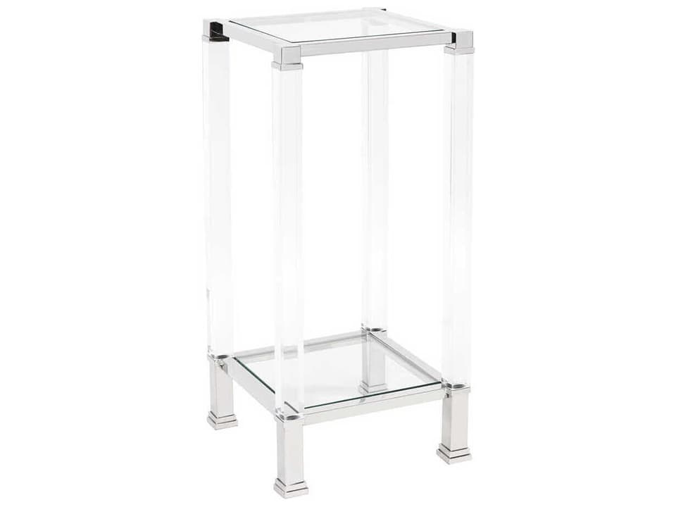Clare Square Glass Silver End Table
