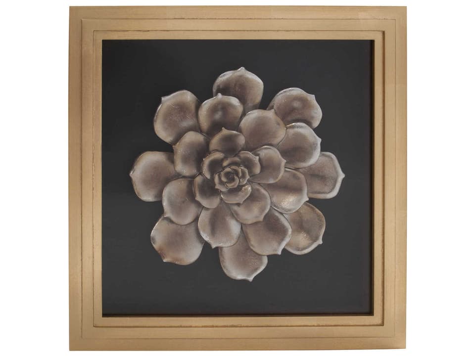 Antique Gold Camellia Flower Wood Wall Art