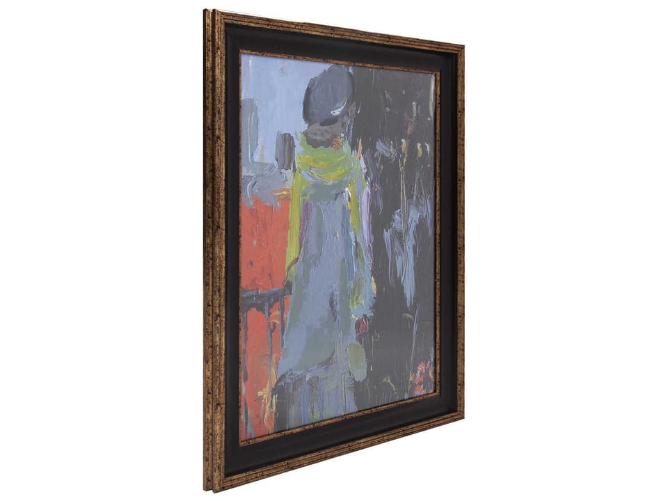 Chartreuse Scarf Canvas Wall Art with Hand-Applied Giclee Embellishments