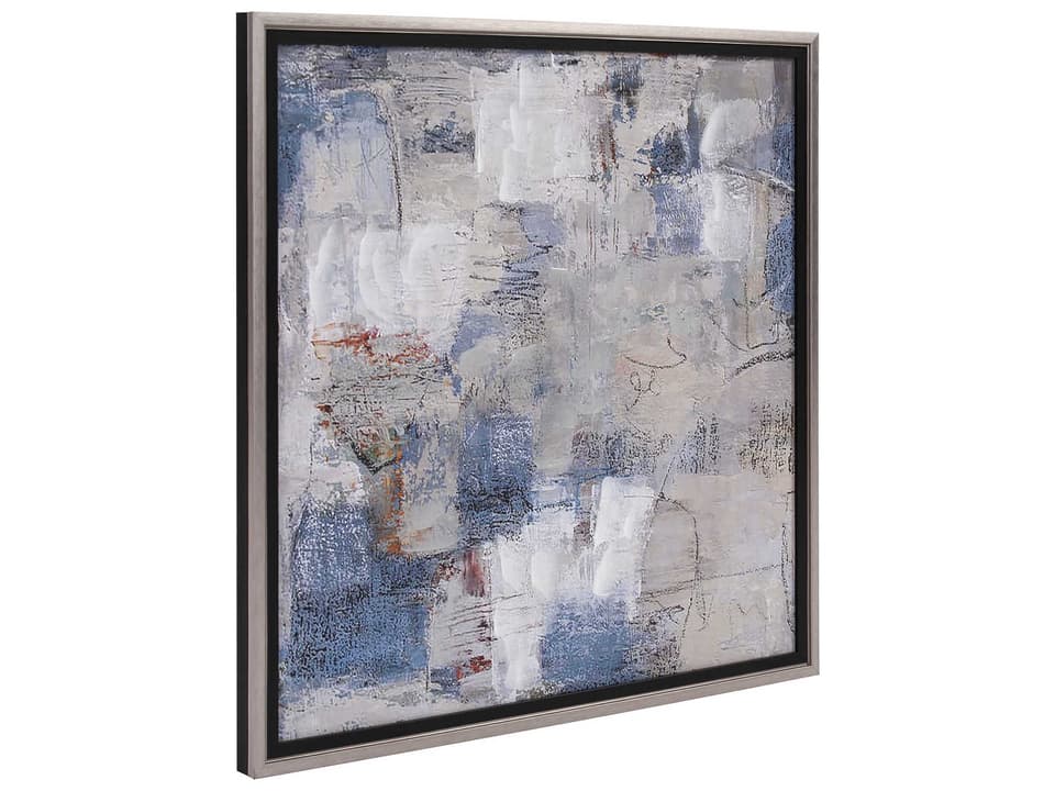 Splash Abstract Canvas Wall Art with Silver Finish
