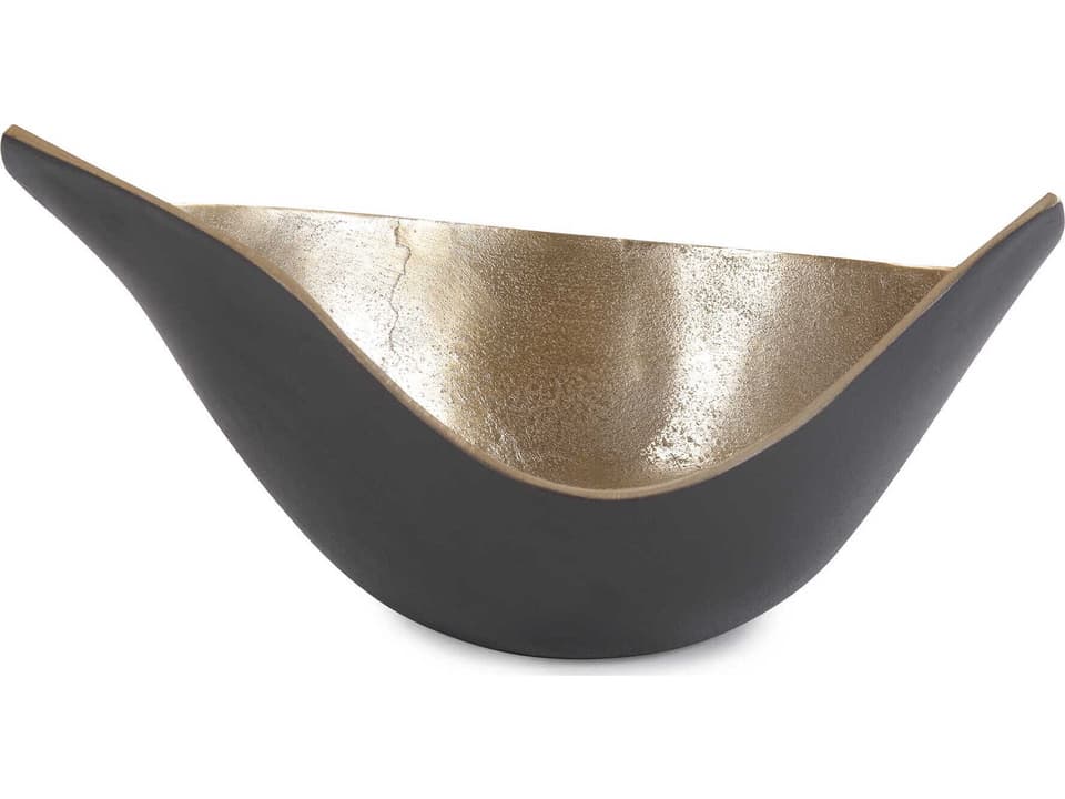 Jordan Aluminum Decorative Bowl Metallic Gold with Matte Graphite Finish