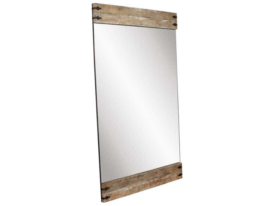 Garrett Rectangular Wall Mirror with Reclaimed Wood and Iron Accents