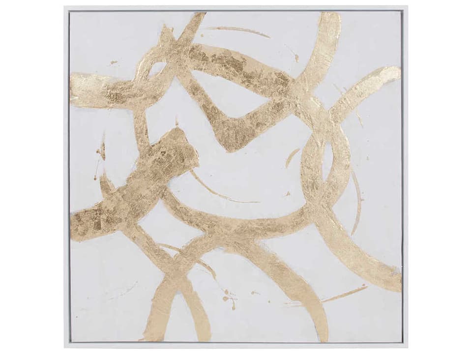 Ballare White Hand Painted Canvas Wall Art with Black Frame