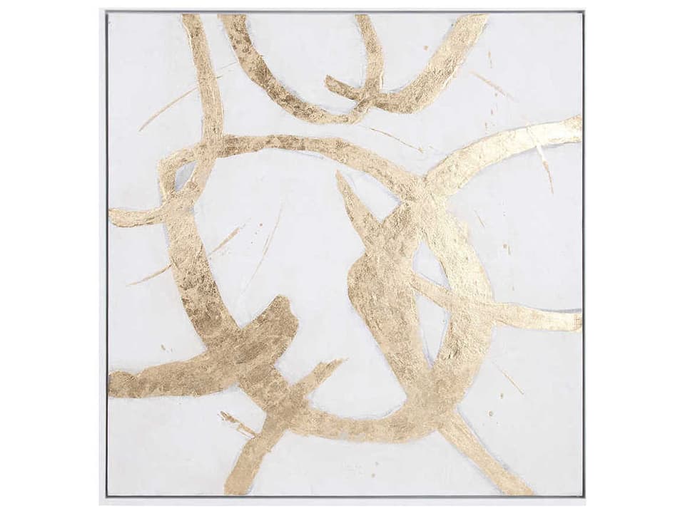 Ballare White Hand Painted Canvas Wall Art with Gold Leaf