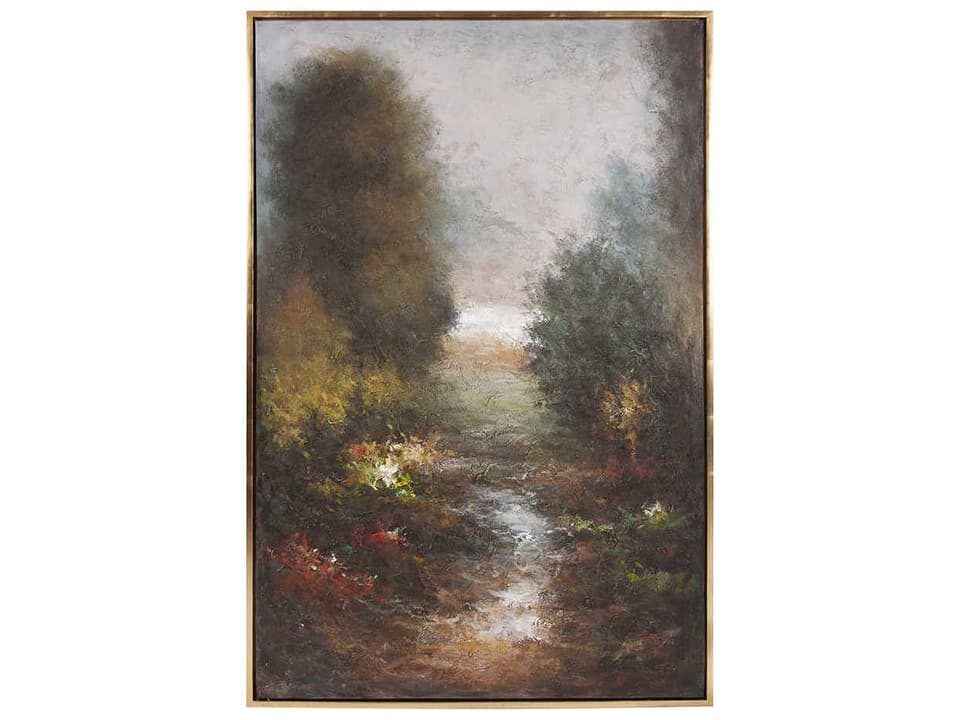 Silent River Hand Painted Canvas Wall Art with Gold Leaf Frame