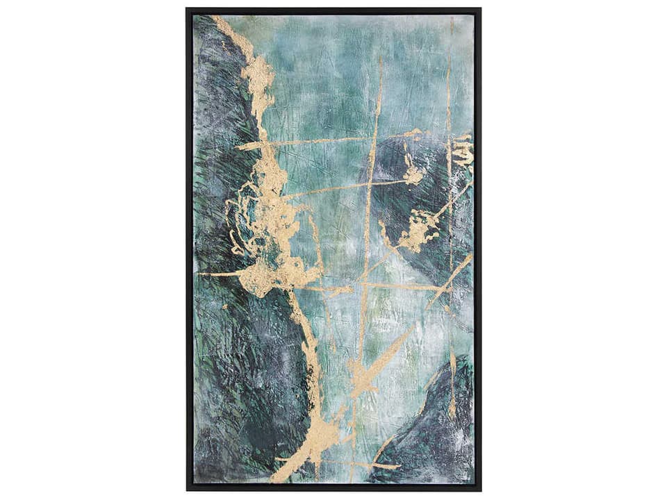 Ocean Wave #2 Hand Painted Canvas Wall Art with Black Frame
