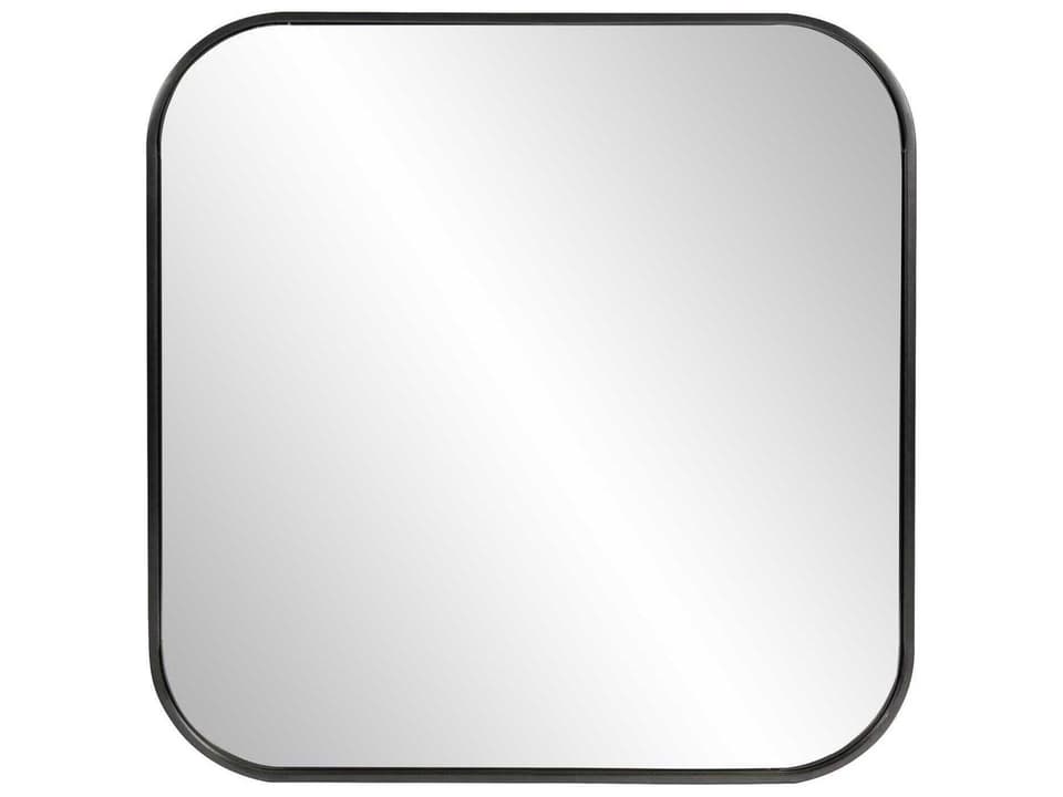 Copenhagen Black Square Wall Mirror with Brushed Stainless Steel Frame