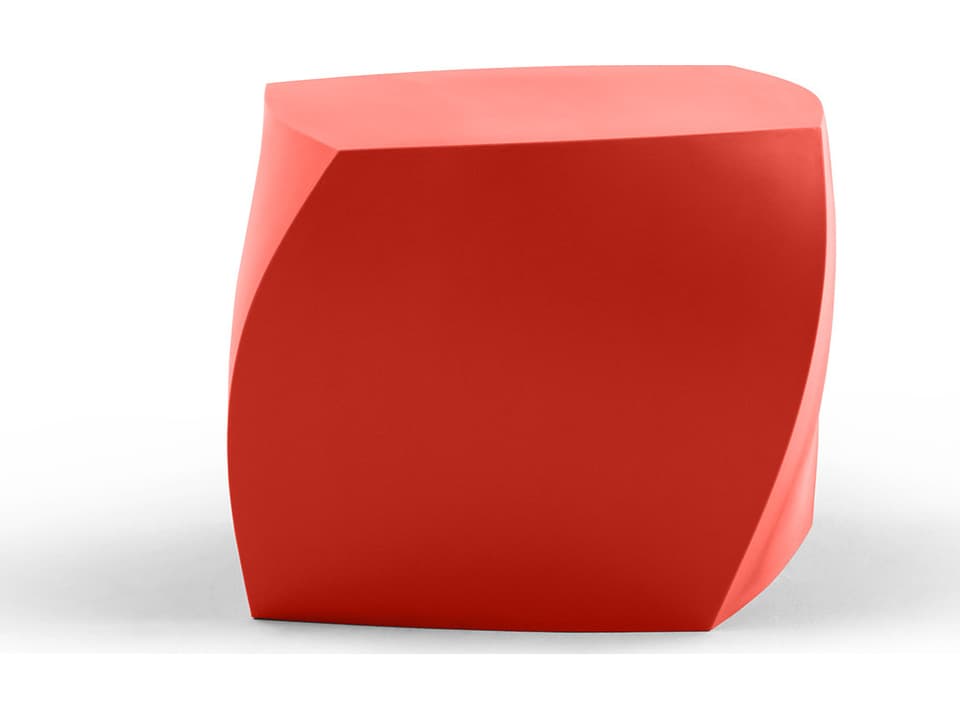 Gehry Left Twist Stool Side Table in Red