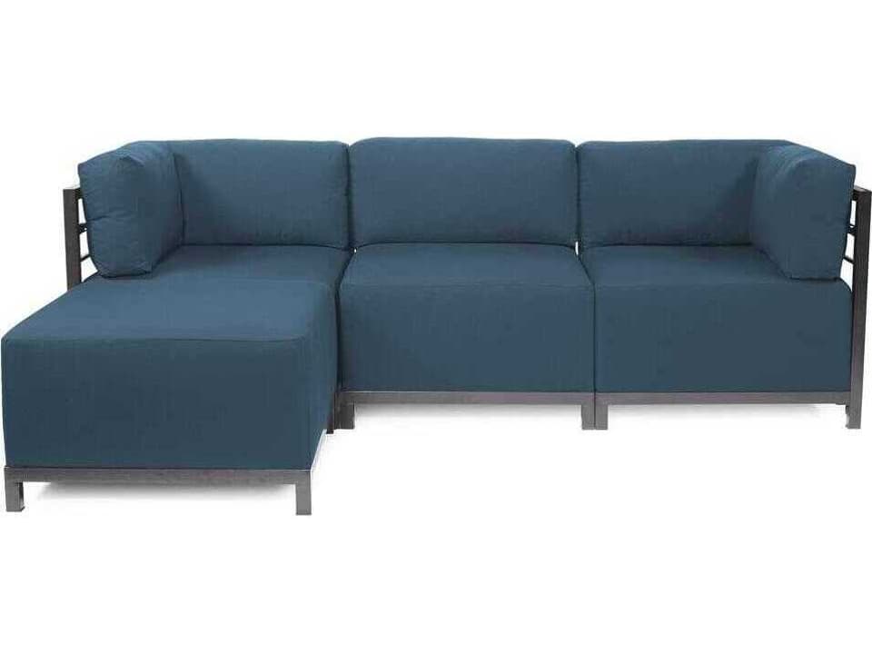 Axis 4-Piece Modular Sunbrella Fabric Sectional in Seascape Turquoise