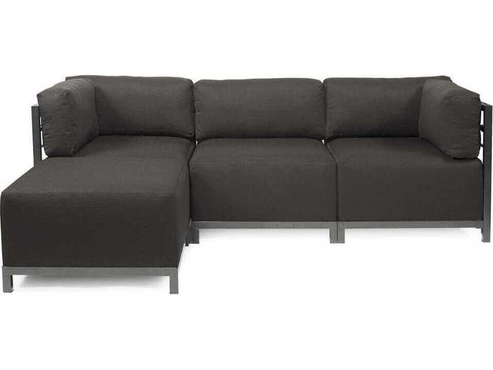 Axis 3-Piece Modular Sunbrella Fabric Sectional Sofa in Charcoal