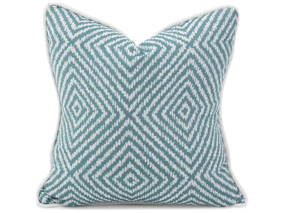 Helm 24-Inch Square Outdoor Pillow with Sunbrella Cording in Teal