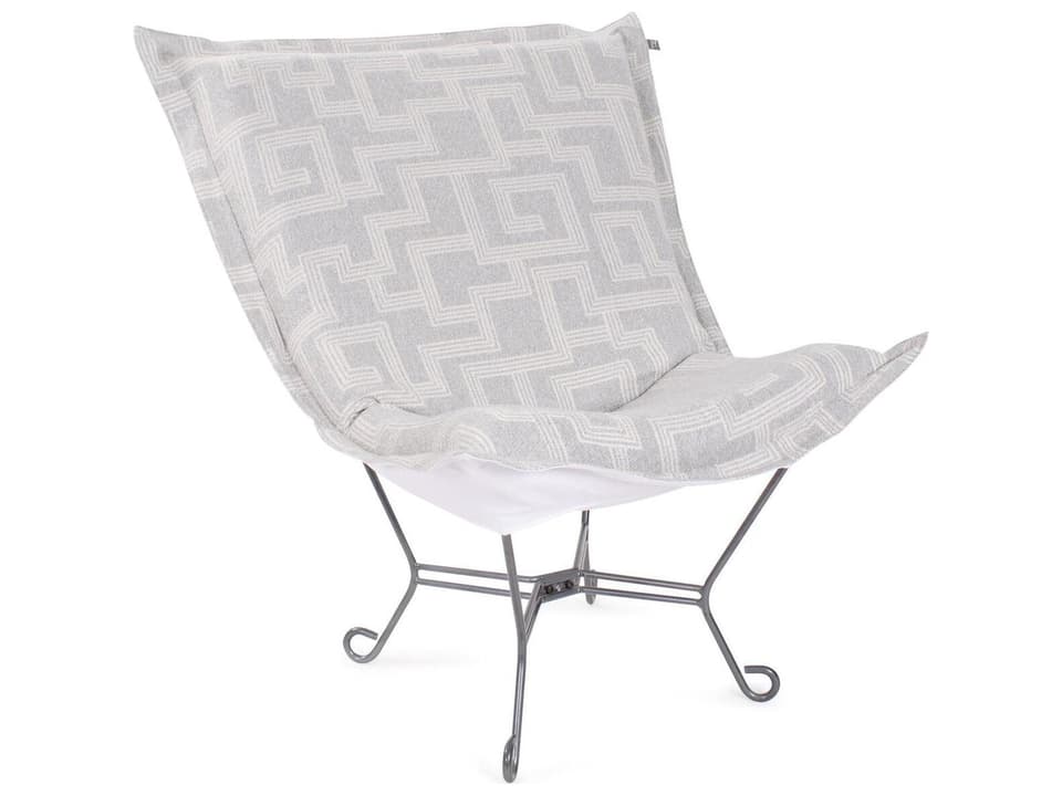 Howard Elliott Puff Scroll Lounge Chair with Syros Fog Olefin Fabric