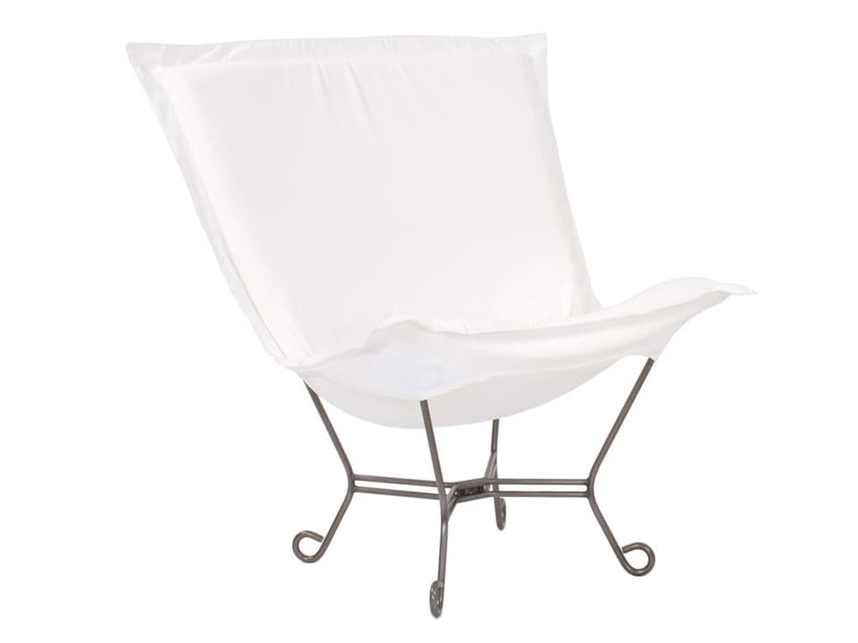 Puff Scroll Seascape Titanium Frame Lounge Chair in Natural