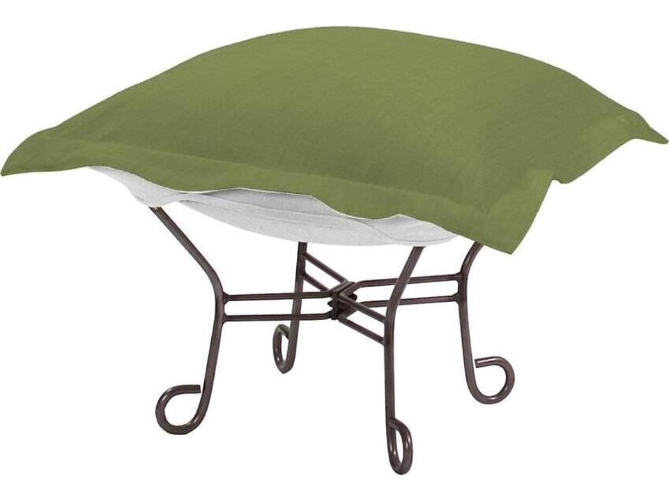 Seascape Puff Scroll Sunbrella Cushion Ottoman in Moss