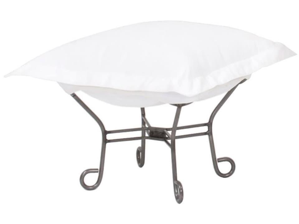 Seascape Puff Scroll Ottoman with Natural Sunbrella Fabric
