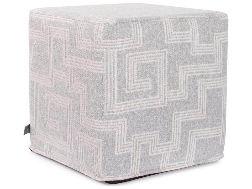 Syros No Tip Olefin Fabric Cushion Ottoman in Fog