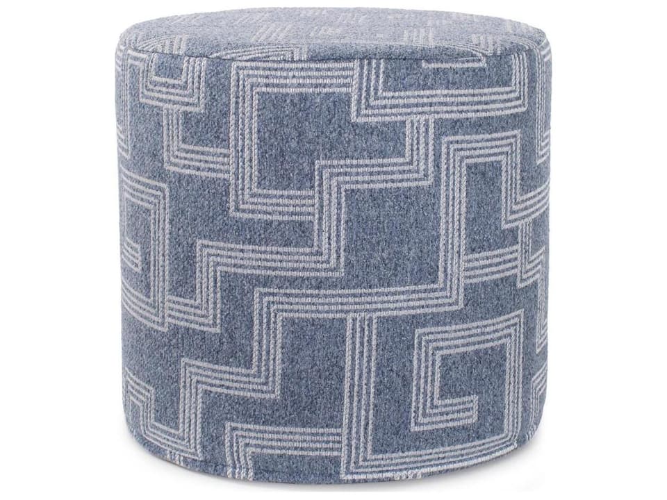 Syros No Tip Olefin Fabric Cushion Ottoman in Denim